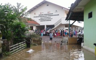 Climate change is effecting drinking water, this is a picture of a flooding in Bandung where Nazava filters where used to filter the water.